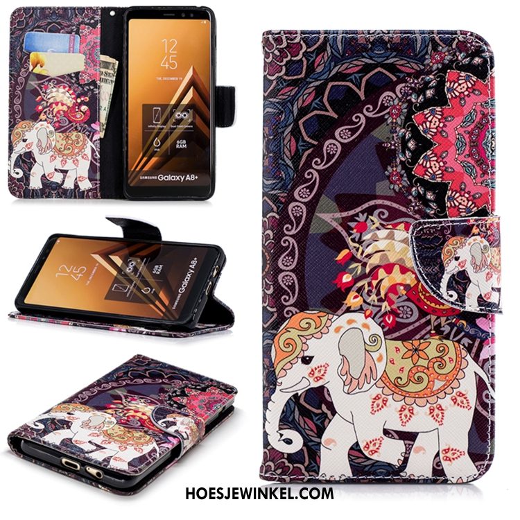 Samsung Galaxy A8 2018 Hoesje Leren Etui Anti-fall Hoes, Samsung Galaxy A8 2018 Hoesje Mobiele Telefoon All Inclusive