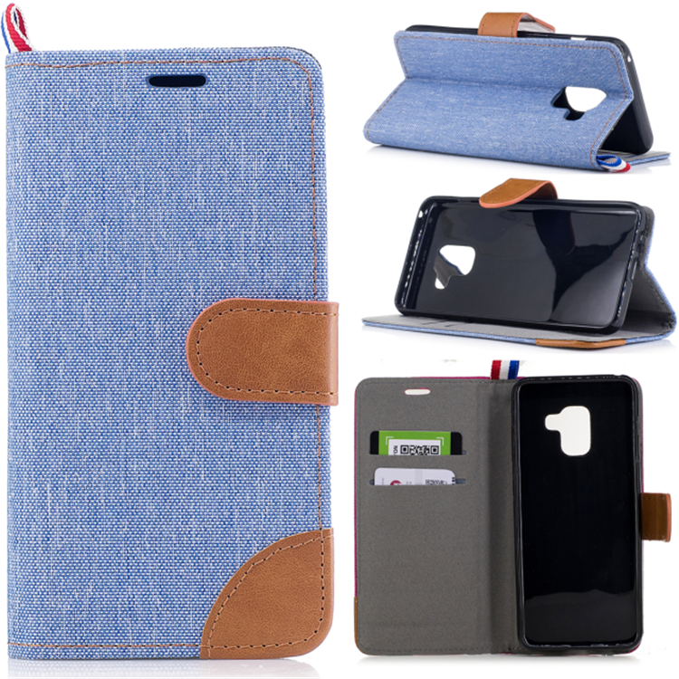 Samsung Galaxy A8 2018 Hoesje Mobiele Telefoon Kaart Hoes, Samsung Galaxy A8 2018 Hoesje Blauw Folio