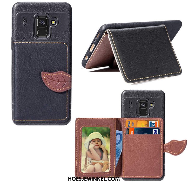 Samsung Galaxy A8 2018 Hoesje Portemonnee Folio Anti-fall, Samsung Galaxy A8 2018 Hoesje Ondersteuning Ster Braun