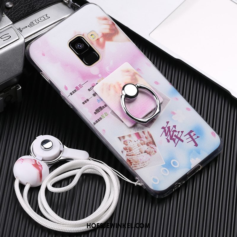 Samsung Galaxy A8 2018 Hoesje Ring Roze Ster, Samsung Galaxy A8 2018 Hoesje Mobiele Telefoon