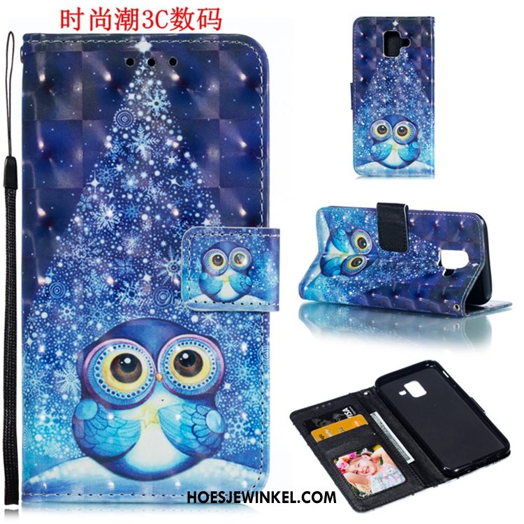 Samsung Galaxy A8 2018 Hoesje Trend Folio Ster, Samsung Galaxy A8 2018 Hoesje Leren Etui Mobiele Telefoon