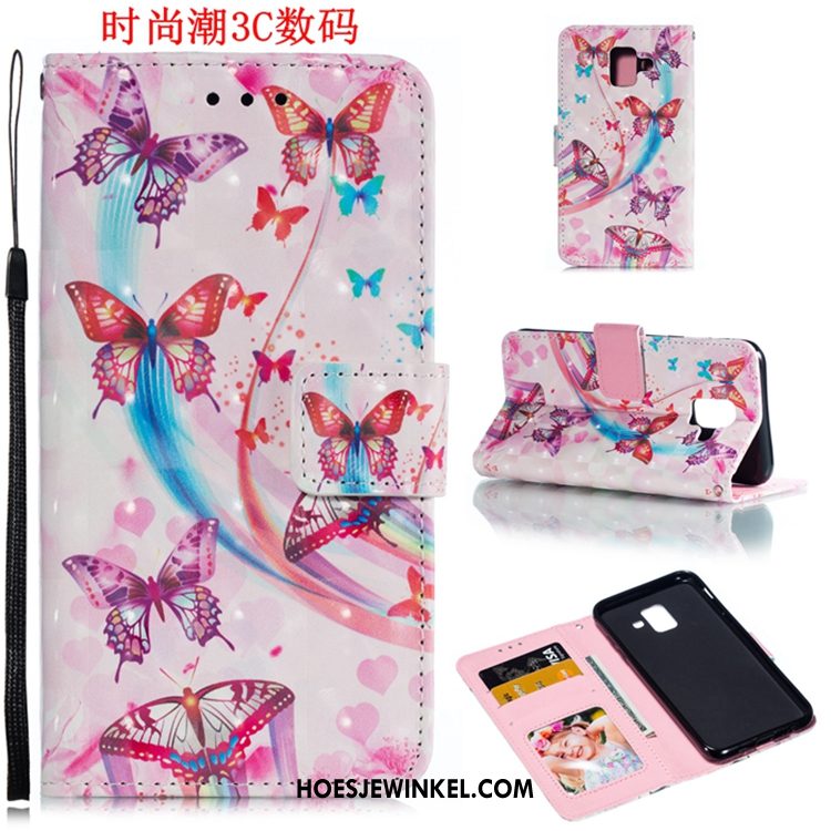 Samsung Galaxy A8 2018 Hoesje Trend Folio Ster, Samsung Galaxy A8 2018 Hoesje Leren Etui Mobiele Telefoon