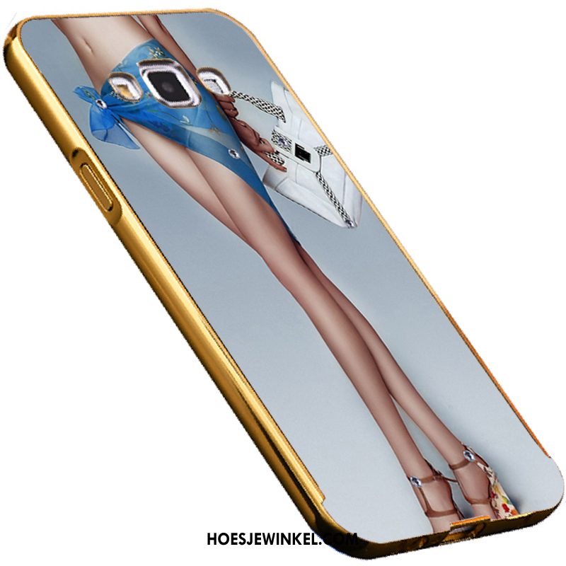 Samsung Galaxy A8 Hoesje All Inclusive Spiegel Omlijsting, Samsung Galaxy A8 Hoesje Blauw Driedimensionaal