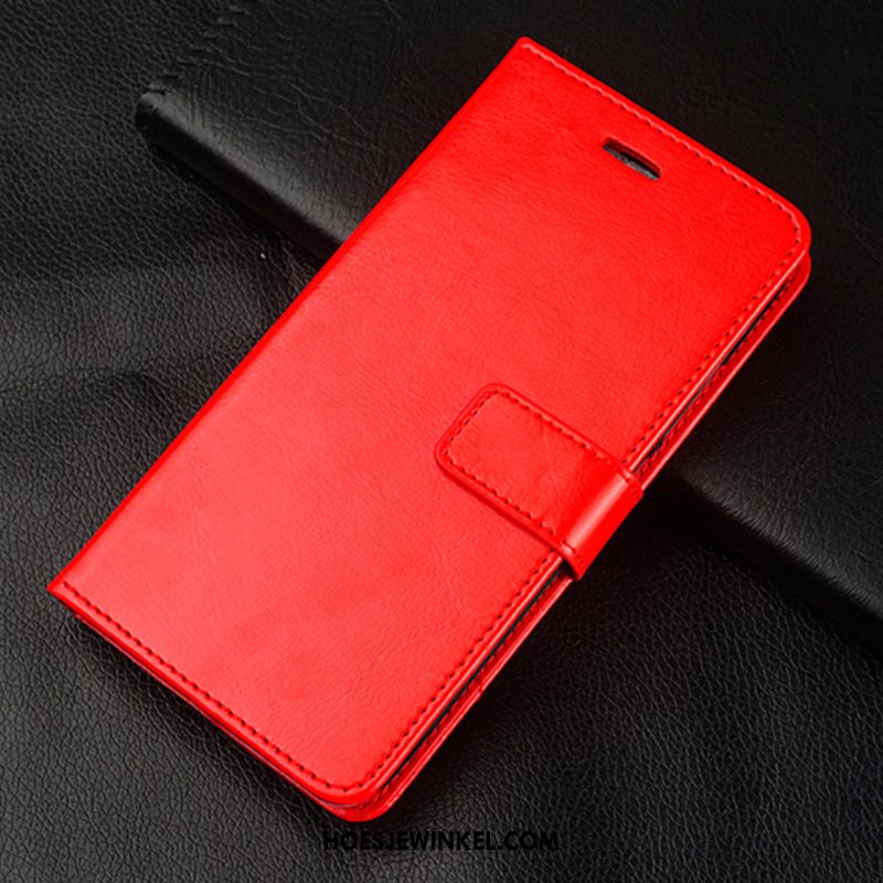 Samsung Galaxy A8 Hoesje Clamshell Hoes Bescherming, Samsung Galaxy A8 Hoesje Rood Leren Etui