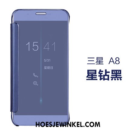 Samsung Galaxy A8 Hoesje Draak Spiegel Folio, Samsung Galaxy A8 Hoesje Mobiele Telefoon Blauw