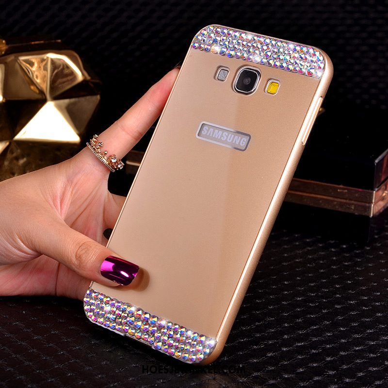 Samsung Galaxy A8 Hoesje Dun Roze Metaal, Samsung Galaxy A8 Hoesje Ster Omlijsting