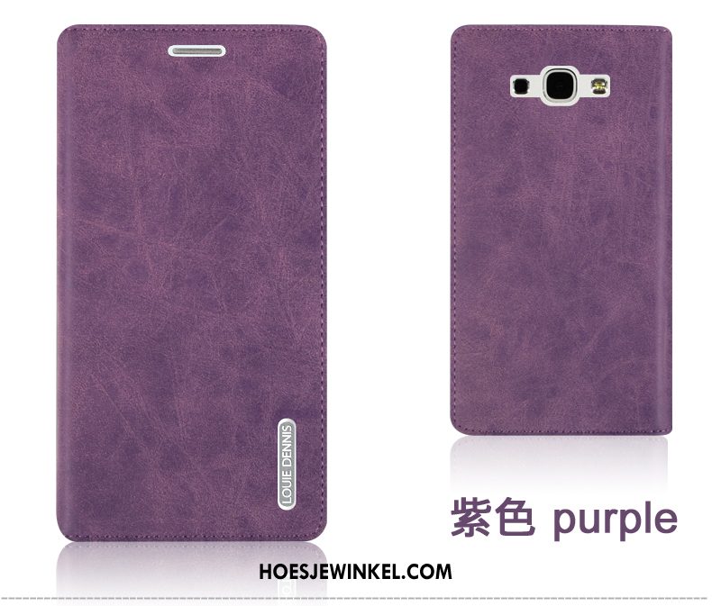 Samsung Galaxy A8 Hoesje Leren Etui Purper Ster, Samsung Galaxy A8 Hoesje Achterklep Hoes