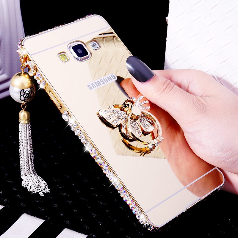 Samsung Galaxy A8 Hoesje Met Strass Trend Ondersteuning, Samsung Galaxy A8 Hoesje Ster Omlijsting Champagner Farbe