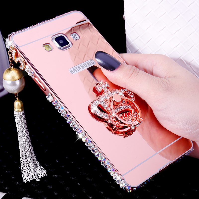 Samsung Galaxy A8 Hoesje Met Strass Trend Ondersteuning, Samsung Galaxy A8 Hoesje Ster Omlijsting Champagner Farbe