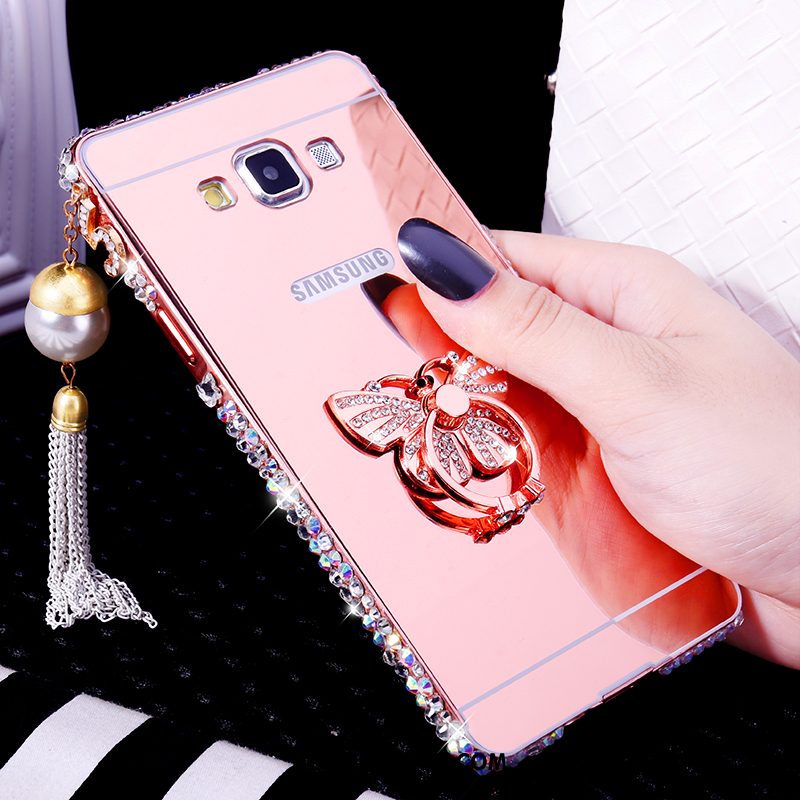 Samsung Galaxy A8 Hoesje Met Strass Trend Ondersteuning, Samsung Galaxy A8 Hoesje Ster Omlijsting Champagner Farbe