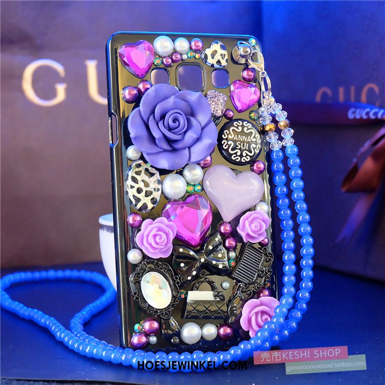 Samsung Galaxy A8 Hoesje Parel Bescherming Luxe, Samsung Galaxy A8 Hoesje Bloemen Met Strass