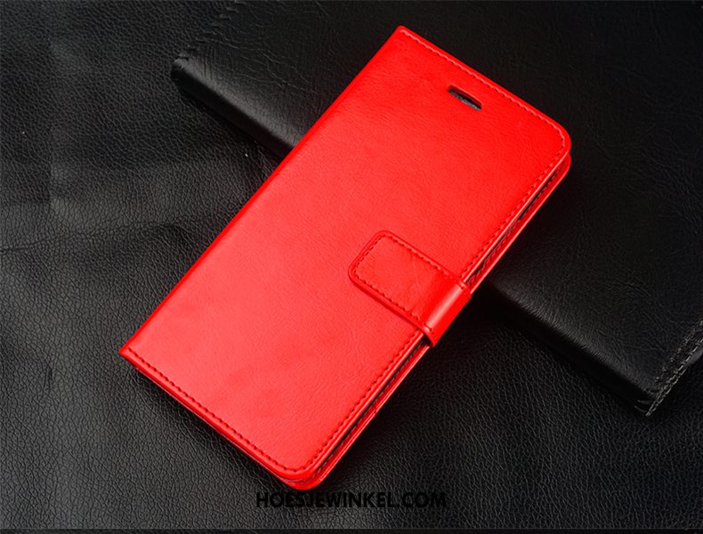 Samsung Galaxy A8 Hoesje Rood Folio Bescherming, Samsung Galaxy A8 Hoesje Zacht Leren Etui