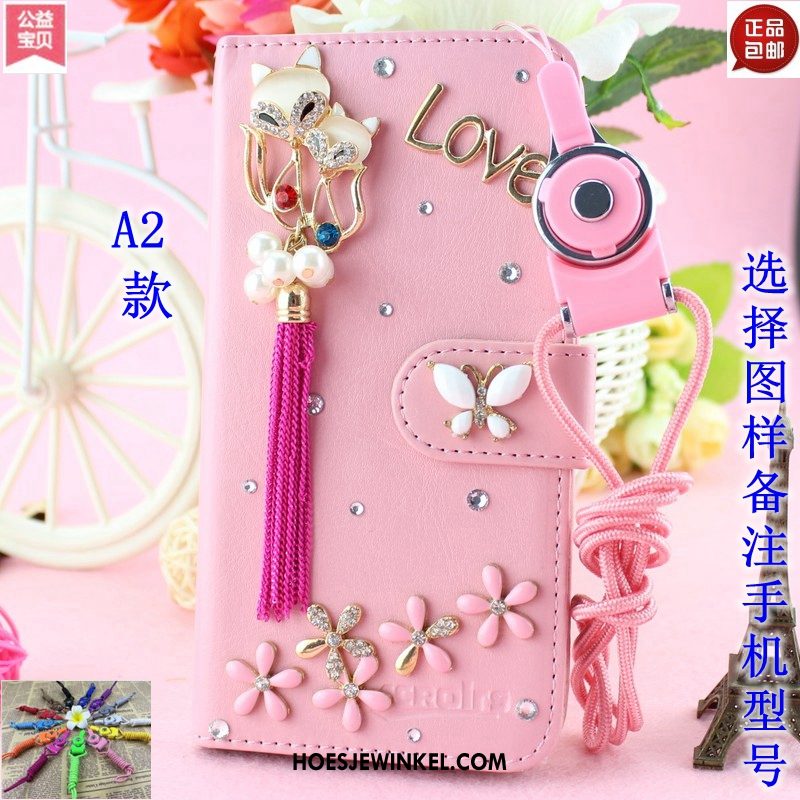 Samsung Galaxy A8 Hoesje Roze Trend Mobiele Telefoon, Samsung Galaxy A8 Hoesje Leren Etui Folio