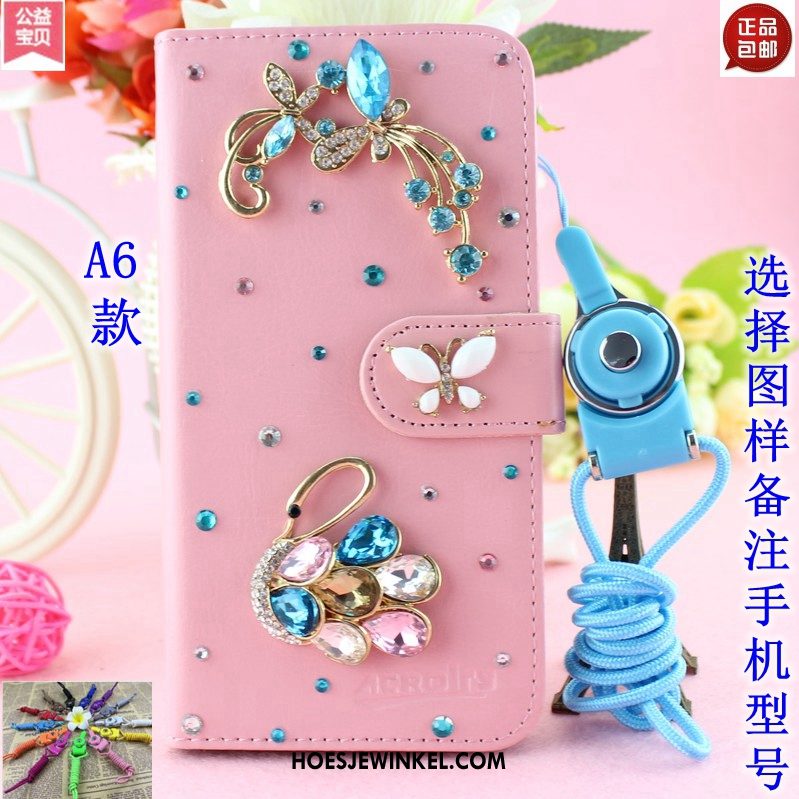 Samsung Galaxy A8 Hoesje Roze Trend Mobiele Telefoon, Samsung Galaxy A8 Hoesje Leren Etui Folio