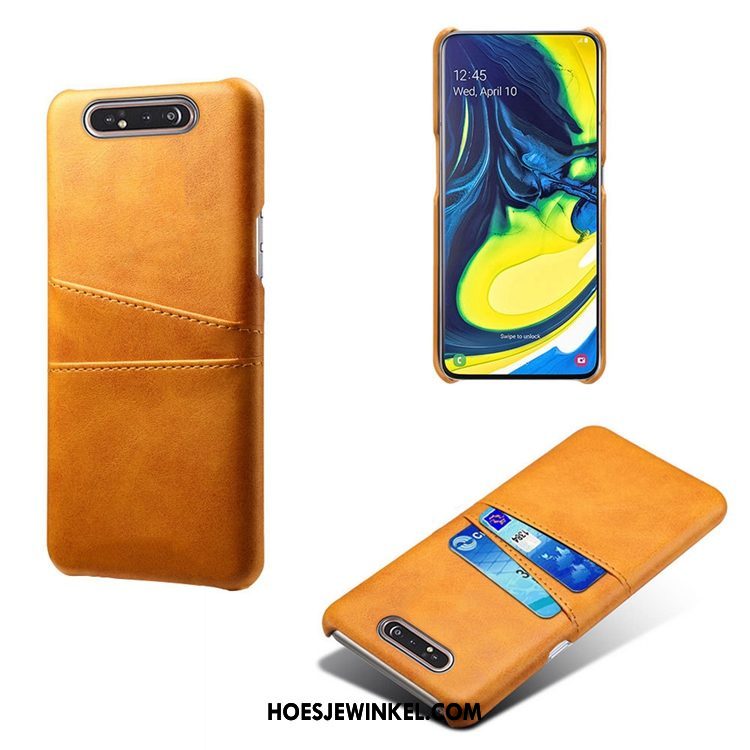 Samsung Galaxy A80 Hoesje Koe Kaart Persoonlijk, Samsung Galaxy A80 Hoesje Ster Leren Etui