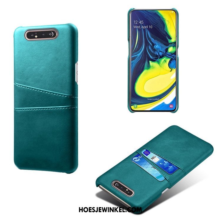 Samsung Galaxy A80 Hoesje Koe Kaart Persoonlijk, Samsung Galaxy A80 Hoesje Ster Leren Etui