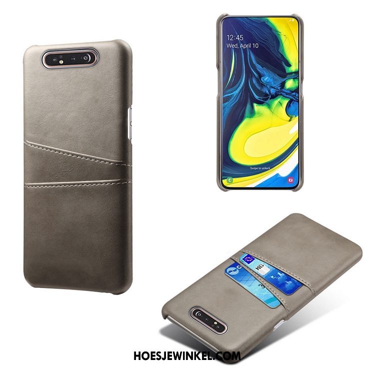 Samsung Galaxy A80 Hoesje Koe Kaart Persoonlijk, Samsung Galaxy A80 Hoesje Ster Leren Etui