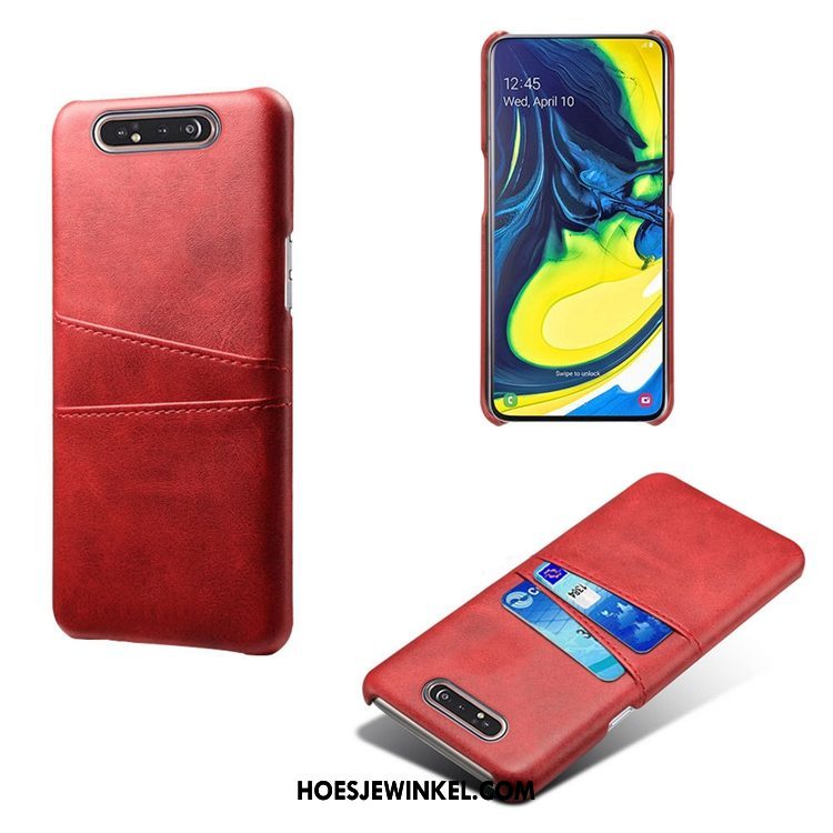 Samsung Galaxy A80 Hoesje Koe Kaart Persoonlijk, Samsung Galaxy A80 Hoesje Ster Leren Etui