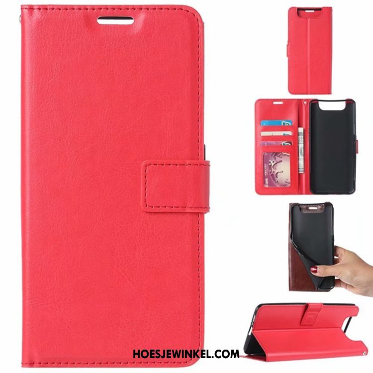 Samsung Galaxy A80 Hoesje Leren Etui Mobiele Telefoon Clamshell, Samsung Galaxy A80 Hoesje Purper Ster