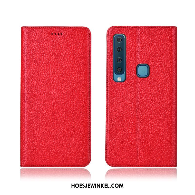 Samsung Galaxy A9 2018 Hoesje Echt Leer Folio Siliconen, Samsung Galaxy A9 2018 Hoesje Leren Etui Hoes