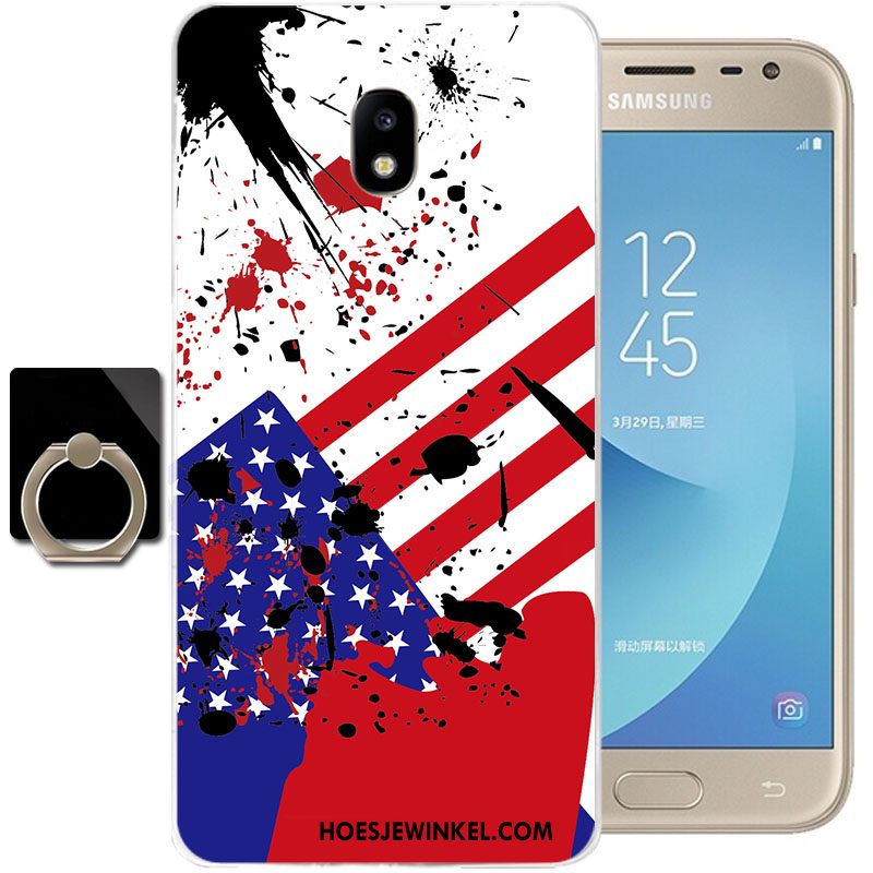 Samsung Galaxy J3 2017 Hoesje Siliconen Anti-fall Blauw, Samsung Galaxy J3 2017 Hoesje Spotprent Mobiele Telefoon