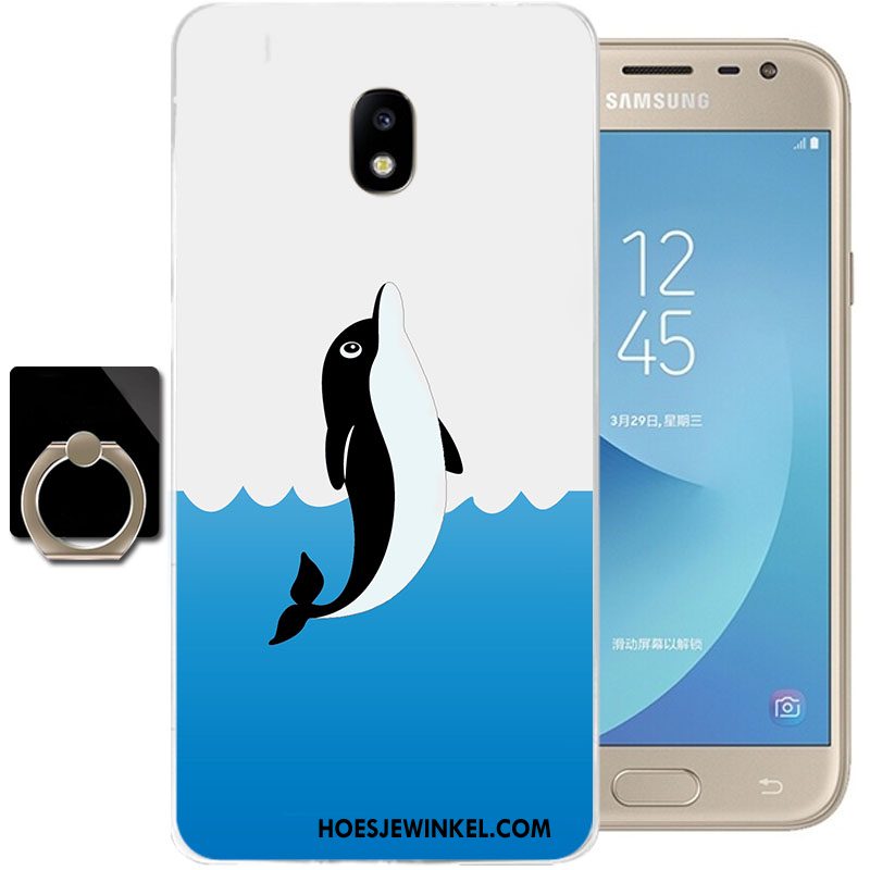 Samsung Galaxy J3 2017 Hoesje Siliconen Anti-fall Blauw, Samsung Galaxy J3 2017 Hoesje Spotprent Mobiele Telefoon