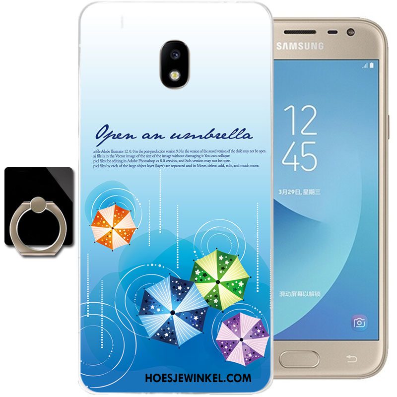 Samsung Galaxy J3 2017 Hoesje Siliconen Anti-fall Blauw, Samsung Galaxy J3 2017 Hoesje Spotprent Mobiele Telefoon