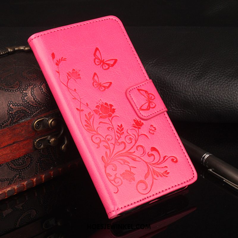 Samsung Galaxy J5 2017 Hoesje Rood Roze Reliëf, Samsung Galaxy J5 2017 Hoesje Bloemen Bescherming