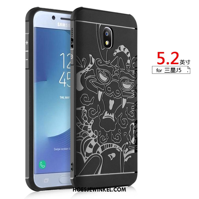 Samsung Galaxy J5 2017 Hoesje Siliconen Bescherming Dragon Patroon, Samsung Galaxy J5 2017 Hoesje Anti-fall Reliëf