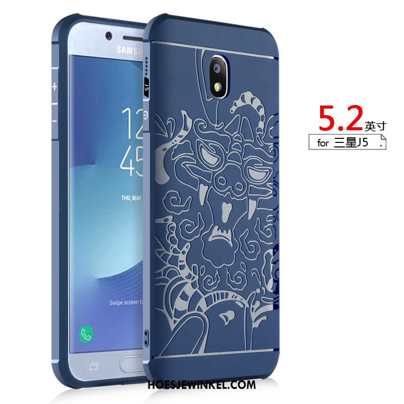 Samsung Galaxy J5 2017 Hoesje Siliconen Bescherming Dragon Patroon, Samsung Galaxy J5 2017 Hoesje Anti-fall Reliëf
