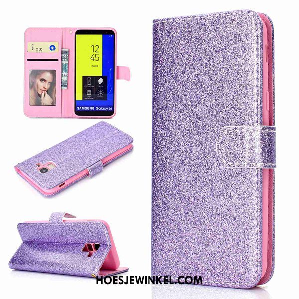 Samsung Galaxy J6 Hoesje Bescherming Purper Hoes, Samsung Galaxy J6 Hoesje Hanger Mobiele Telefoon