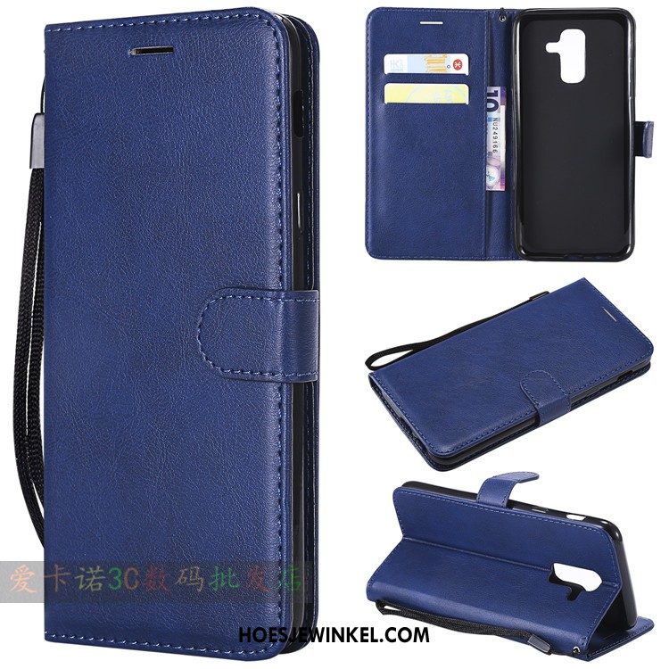 Samsung Galaxy J6 Hoesje Folio Ster Hoes, Samsung Galaxy J6 Hoesje Zwart Leren Etui