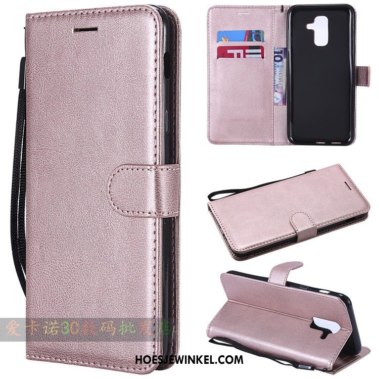 Samsung Galaxy J6 Hoesje Folio Ster Hoes, Samsung Galaxy J6 Hoesje Zwart Leren Etui