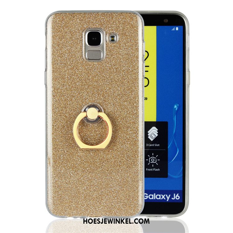 Samsung Galaxy J6 Hoesje Hoes Goud Zacht, Samsung Galaxy J6 Hoesje Ster Roze