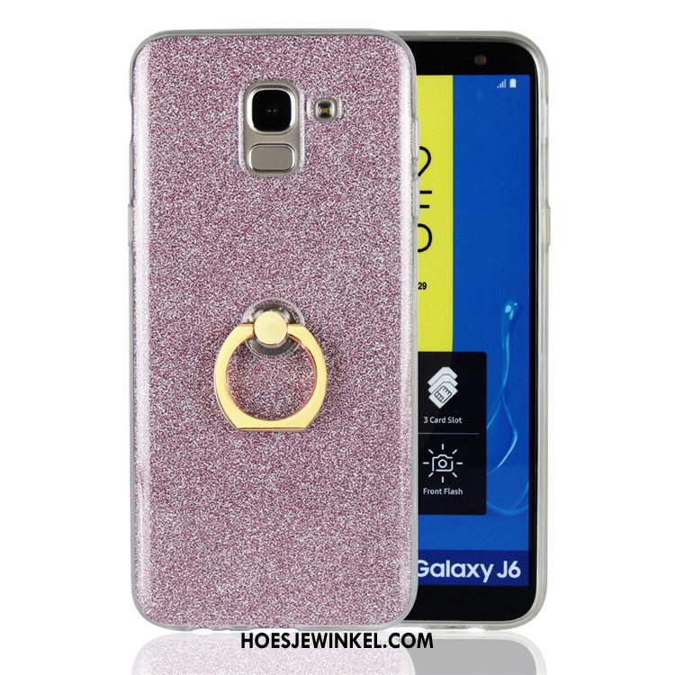 Samsung Galaxy J6 Hoesje Hoes Goud Zacht, Samsung Galaxy J6 Hoesje Ster Roze