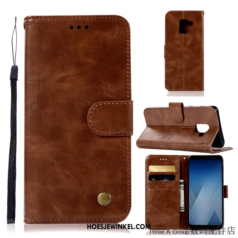 Samsung Galaxy J6 Hoesje Leren Etui Mobiele Telefoon Kaart, Samsung Galaxy J6 Hoesje Folio Bescherming