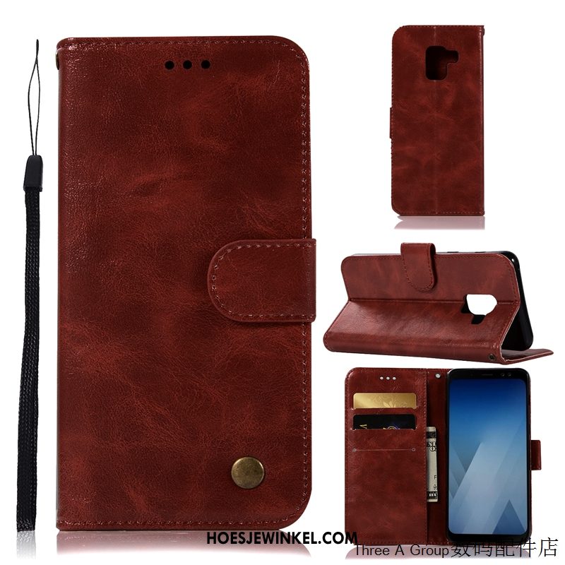 Samsung Galaxy J6 Hoesje Leren Etui Mobiele Telefoon Kaart, Samsung Galaxy J6 Hoesje Folio Bescherming