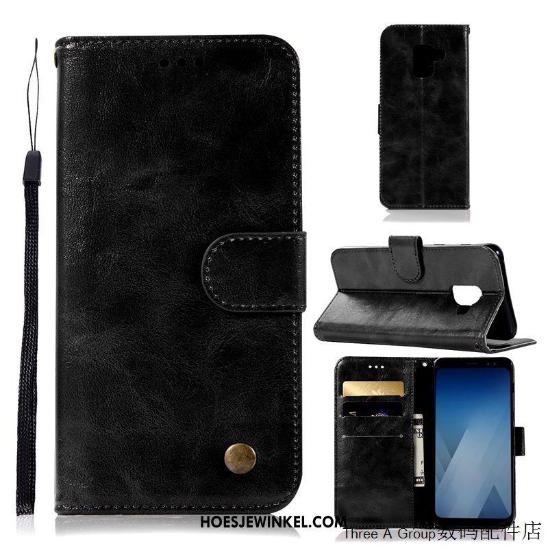 Samsung Galaxy J6 Hoesje Leren Etui Mobiele Telefoon Kaart, Samsung Galaxy J6 Hoesje Folio Bescherming