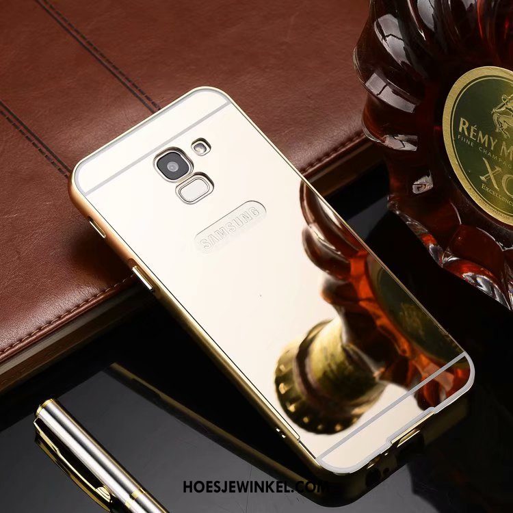 Samsung Galaxy J6 Hoesje Rose Goud Bescherming Hoes, Samsung Galaxy J6 Hoesje Omlijsting Metaal