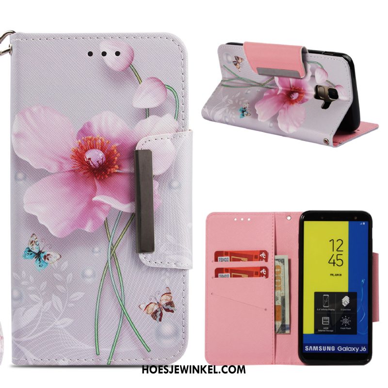 Samsung Galaxy J6 Hoesje Roze Bescherming Ster, Samsung Galaxy J6 Hoesje Folio Mobiele Telefoon