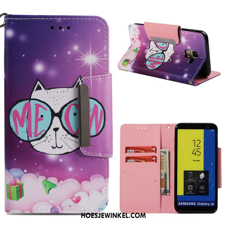 Samsung Galaxy J6 Hoesje Roze Bescherming Ster, Samsung Galaxy J6 Hoesje Folio Mobiele Telefoon