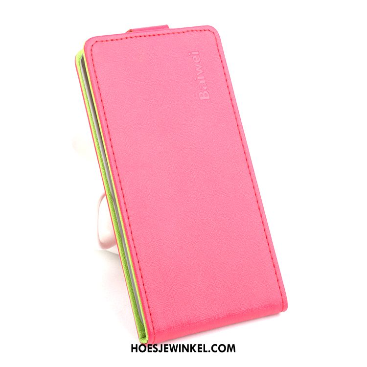 Samsung Galaxy J7 2017 Hoesje Leren Etui Mobiele Telefoon Diepe Kleur, Samsung Galaxy J7 2017 Hoesje Roze Ster