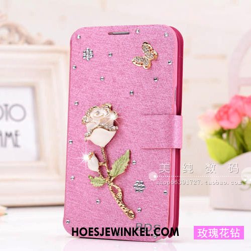 Samsung Galaxy J7 2017 Hoesje Mobiele Telefoon Roze Ster, Samsung Galaxy J7 2017 Hoesje Leren Etui Hoes