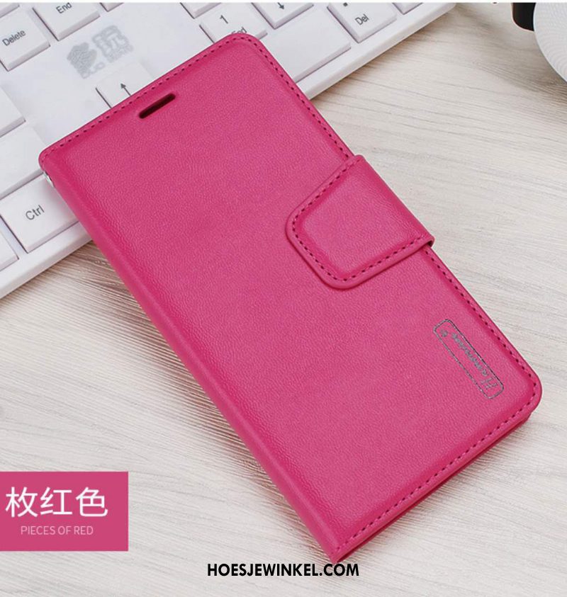 Samsung Galaxy M20 Hoesje Folio Leren Etui Roze, Samsung Galaxy M20 Hoesje Echt Leer Mobiele Telefoon