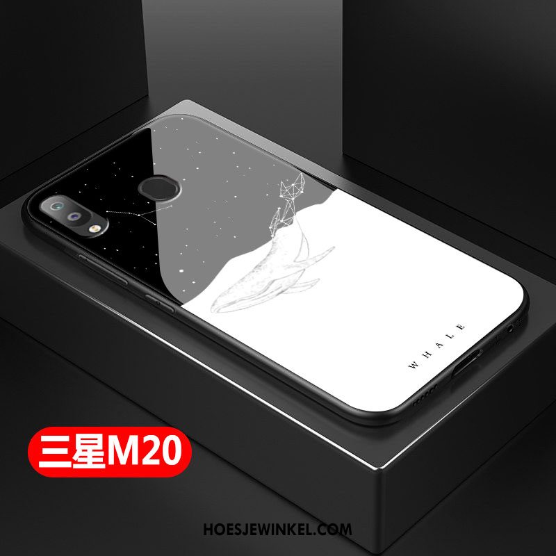 Samsung Galaxy M20 Hoesje Glas Bescherming Siliconen, Samsung Galaxy M20 Hoesje Zacht Zwart
