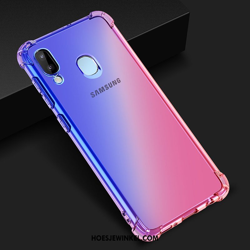 Samsung Galaxy M20 Hoesje Hoes Kleurverloop Blauw, Samsung Galaxy M20 Hoesje Purper Ster