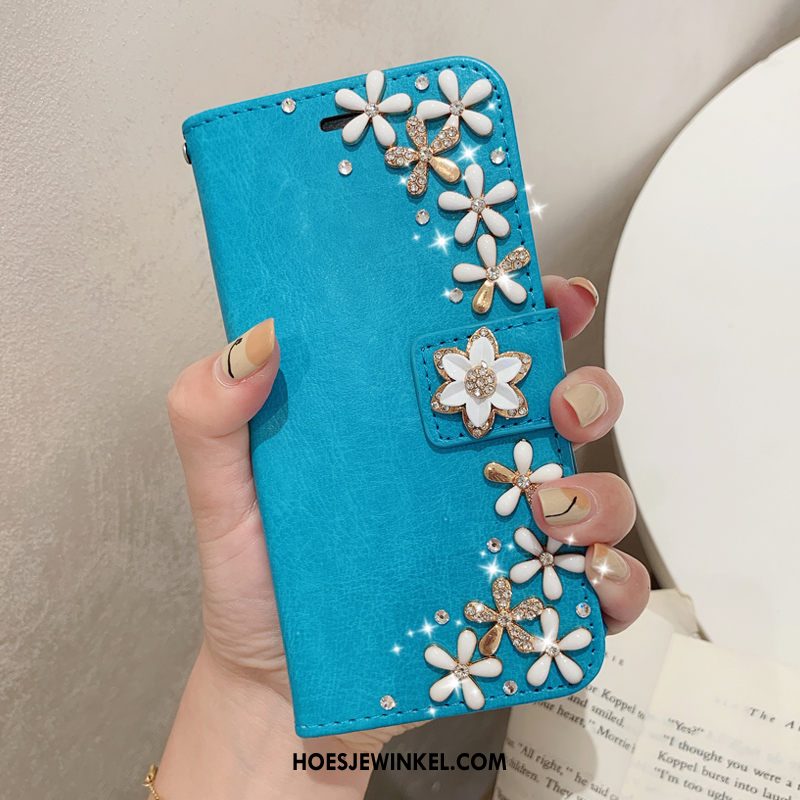 Samsung Galaxy M20 Hoesje Luxe Mode Blauw, Samsung Galaxy M20 Hoesje Ster Leren Etui