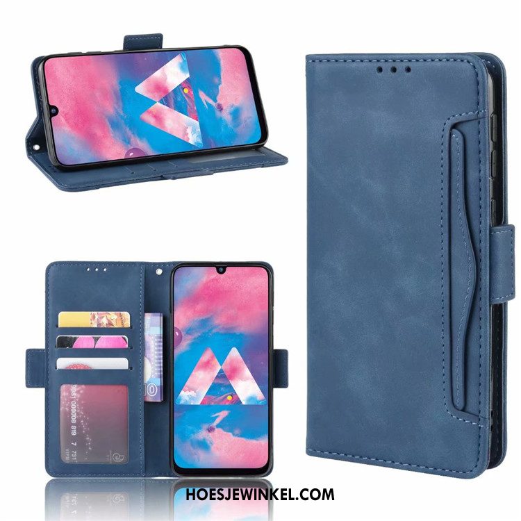 Samsung Galaxy M30s Hoesje Hoes Rood Leren Etui, Samsung Galaxy M30s Hoesje Mobiele Telefoon Anti-fall