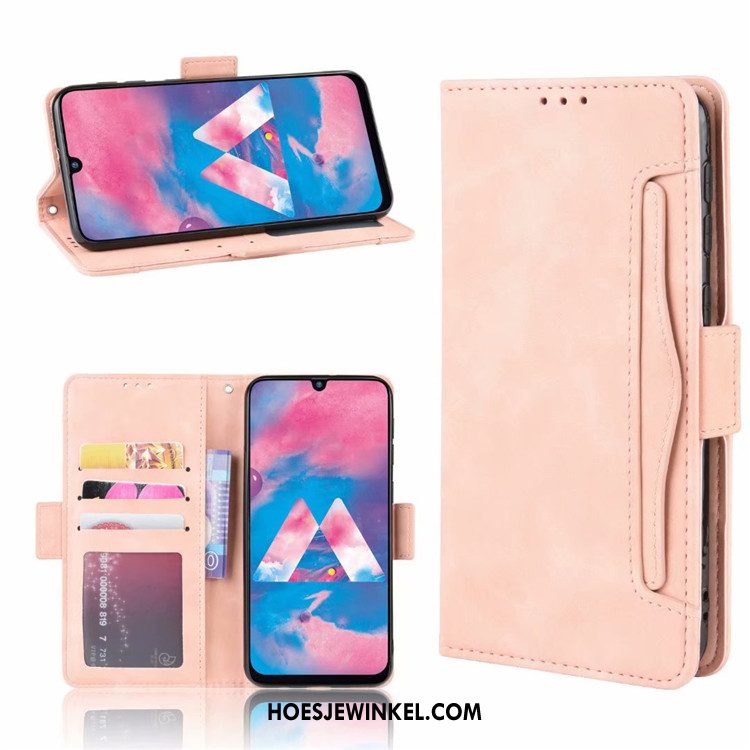 Samsung Galaxy M30s Hoesje Hoes Rood Leren Etui, Samsung Galaxy M30s Hoesje Mobiele Telefoon Anti-fall