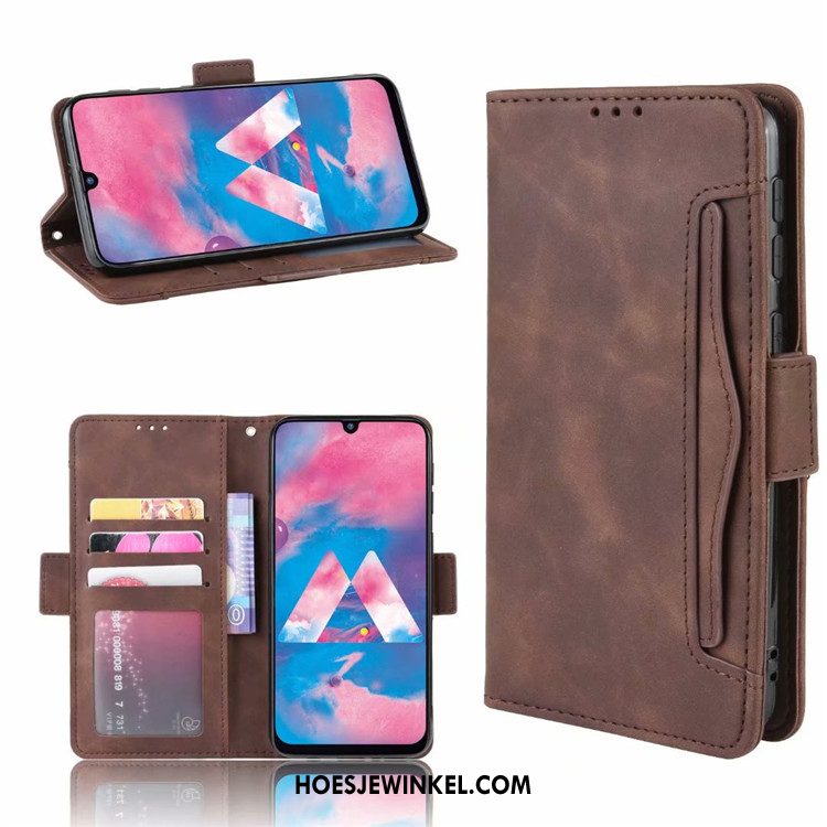 Samsung Galaxy M30s Hoesje Hoes Rood Leren Etui, Samsung Galaxy M30s Hoesje Mobiele Telefoon Anti-fall